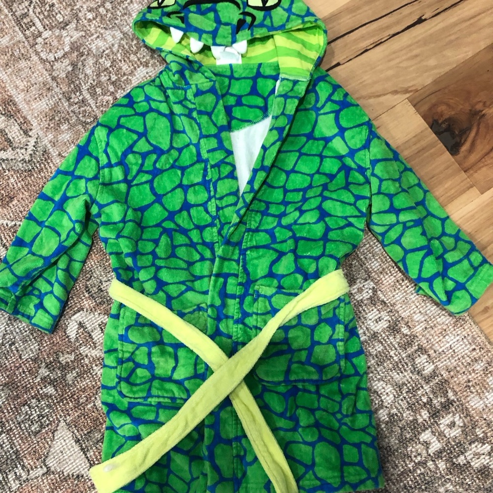 Green Dinosaur Hooded Robe for Kids